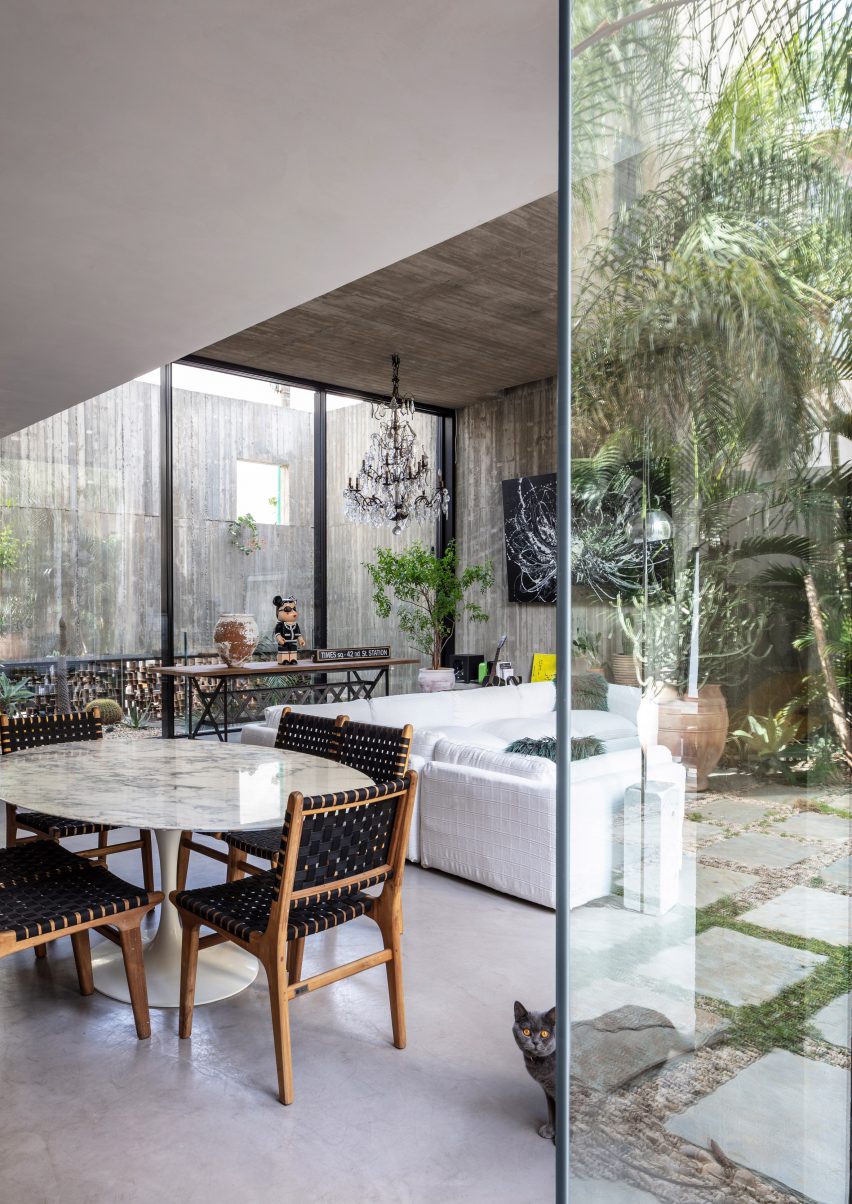 Living spaces in Eucalyptus House by Paritzki & Liani Architects