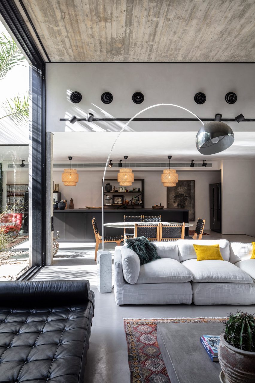 Living space in Eucalyptus House by Paritzki & Liani Architects
