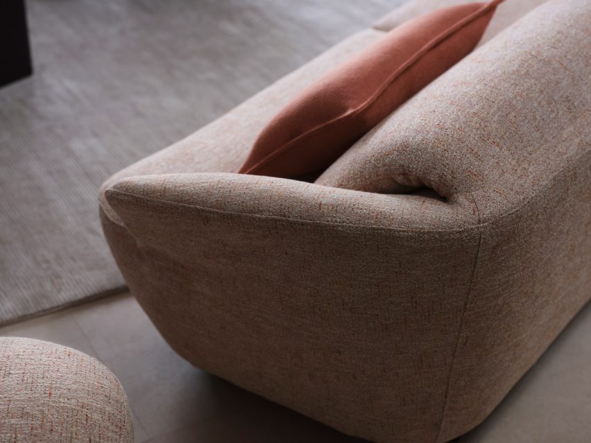 Folded backrest on the Fleur sofa by King Living