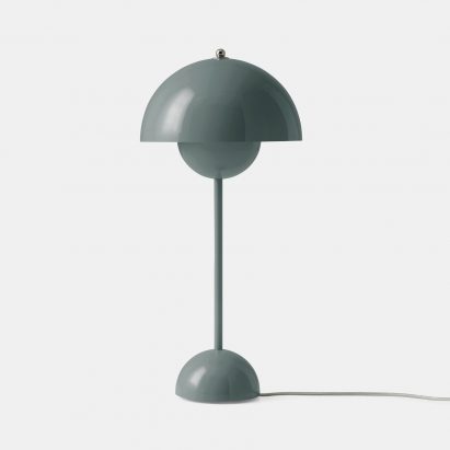 A Flowerpot table lamp in Stone Blue by Verner Panton for &tradition