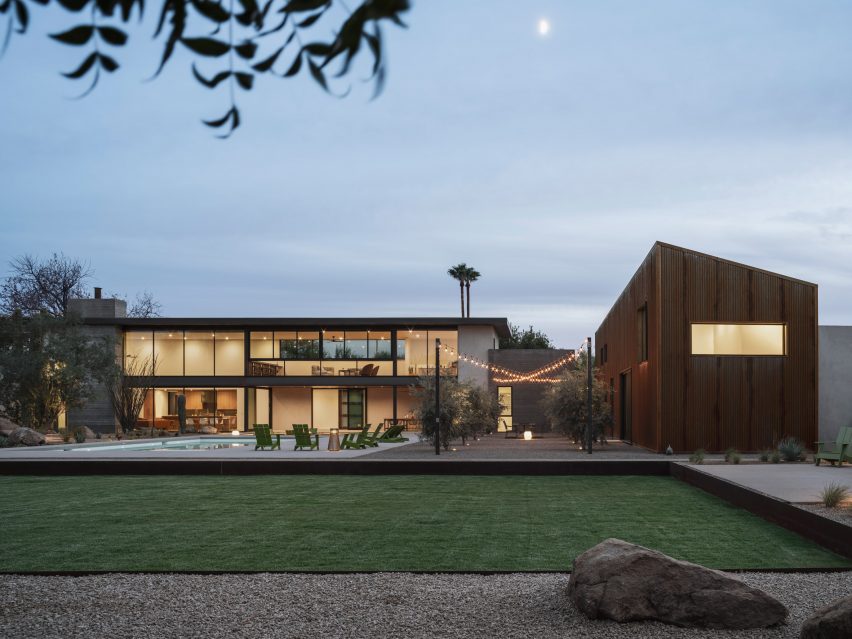 The Arizona house by night