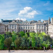Render of Es Devlin's Forest for Change installation at Somerset House for London Design Biennale 2021