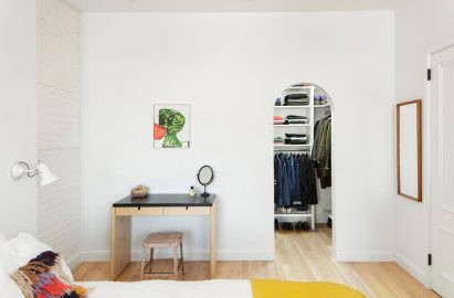 Bedrooms are on the townhouse's top floor