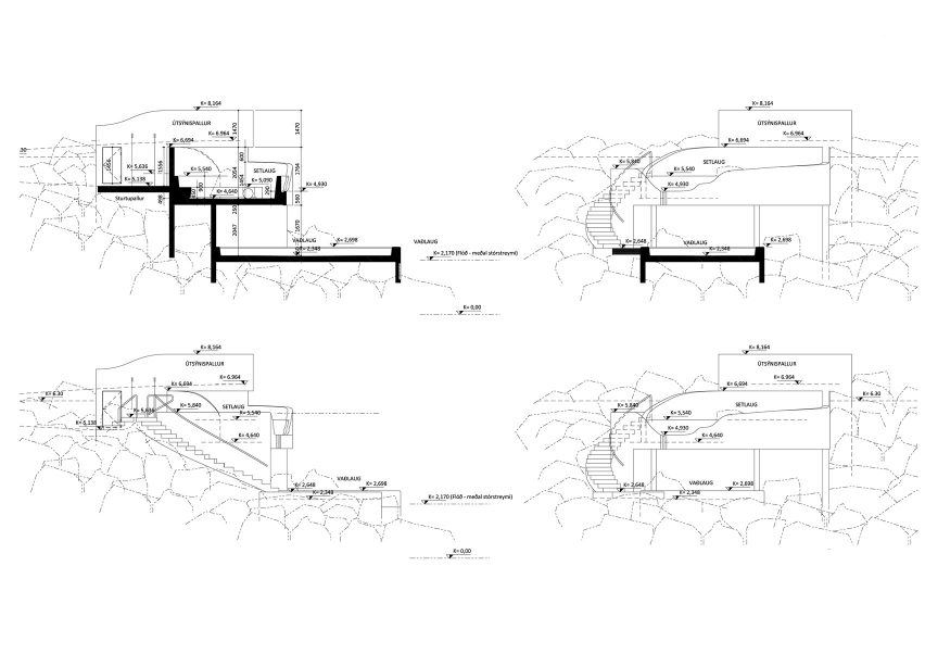 Guðlaug Baths by Basalt Architects sections and elevations