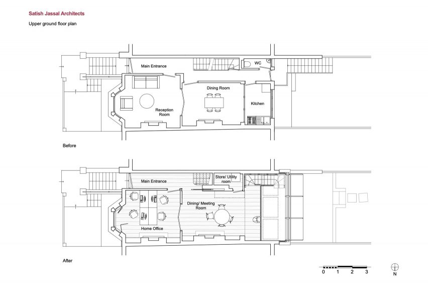 Upper ground floor plan of Haringey Glazed Extension by Satish Jassal Architects