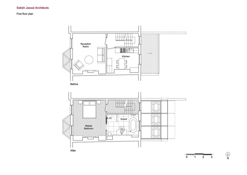 First floor plan of Haringey Glazed Extension by Satish Jassal Architects