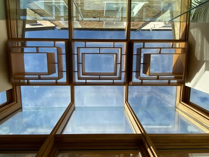 Oak chandeliers in Haringey Glazed Extension by Satish Jassal Architects