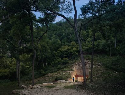 Wide view of the Hill Country Wine Cave entrance