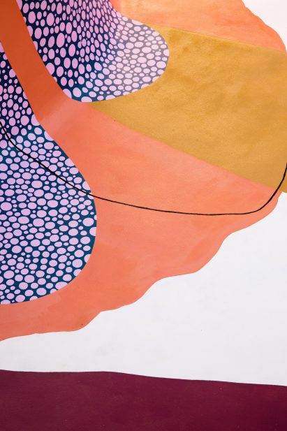 Plain coloured and speckled graphic shapes decorate Alex Proba's Hill House pool in Palm Springs