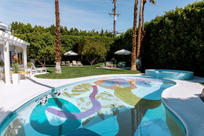 The Hill House pool blends with its setting 