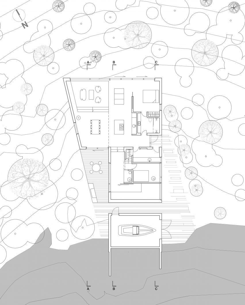 The ground floor plan of Holiday Home by Thingvallavatn by KRADS