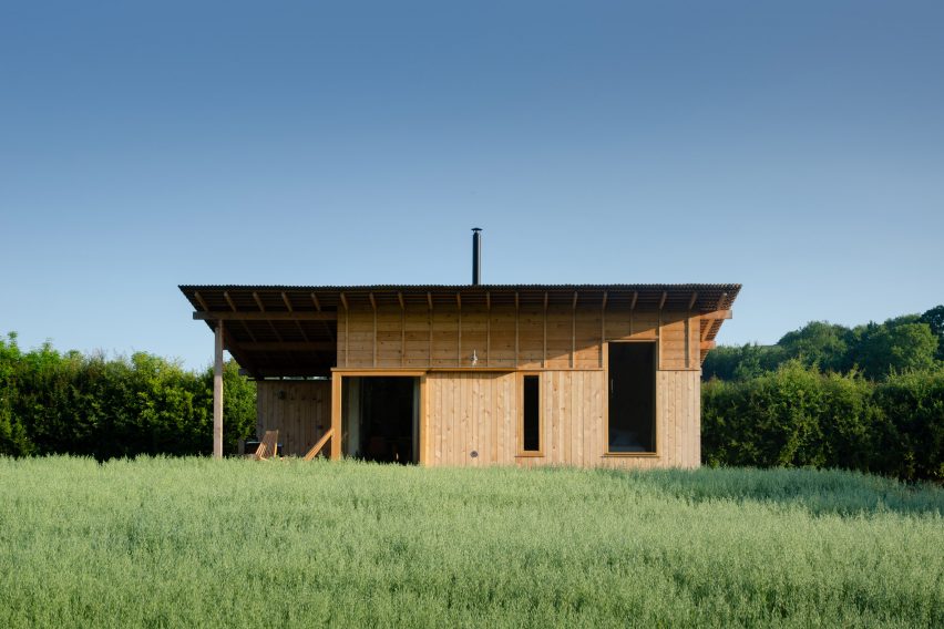 A wooden cabin on a farm in England