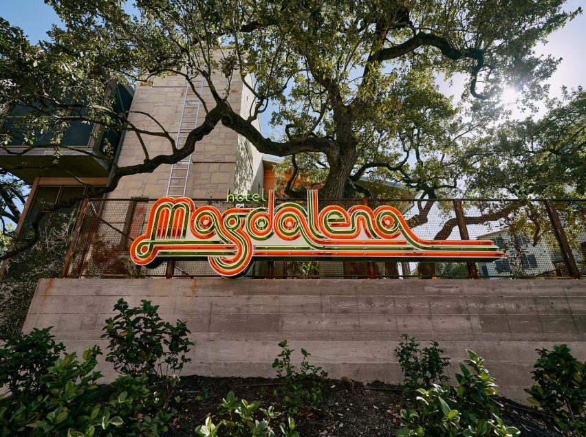 A neon Hotel Magdalena sign