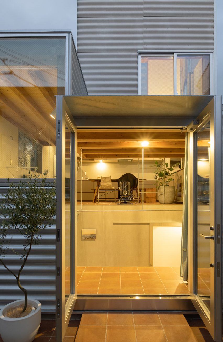 Lit-up windows of small Tokyo house