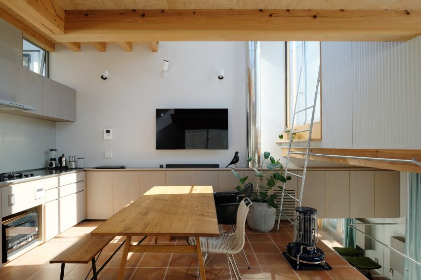 Dining area with wooden floor