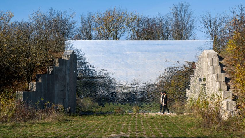 Mirrored pet crematorium at Drnov Air Defense Site by Petr Hájek Architekti
