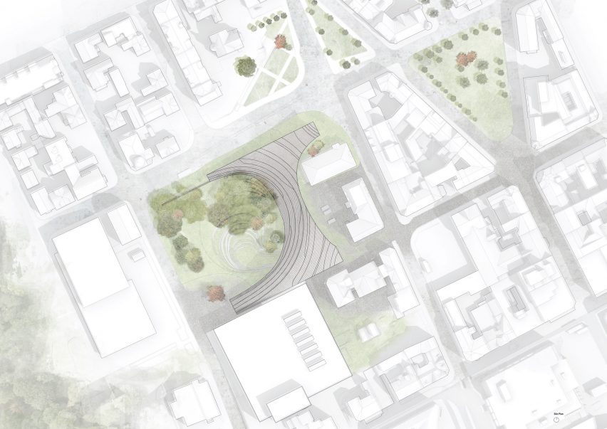 Site plan for Ibsen Library by Kengo Kuma and Associates