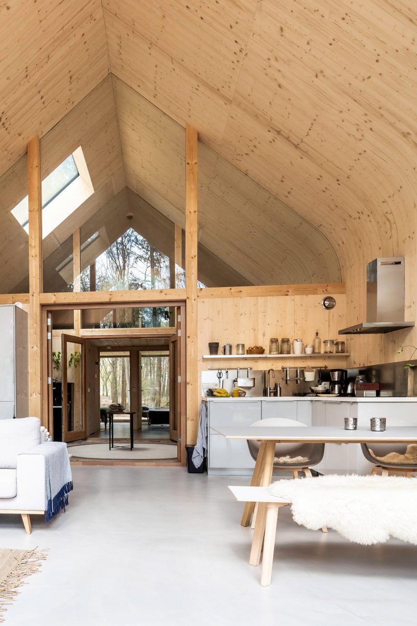 The wood-lined interiors of a Dutch house