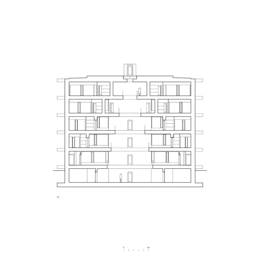 Long section of INES innovation centre by Pezo von Ellrichshausen