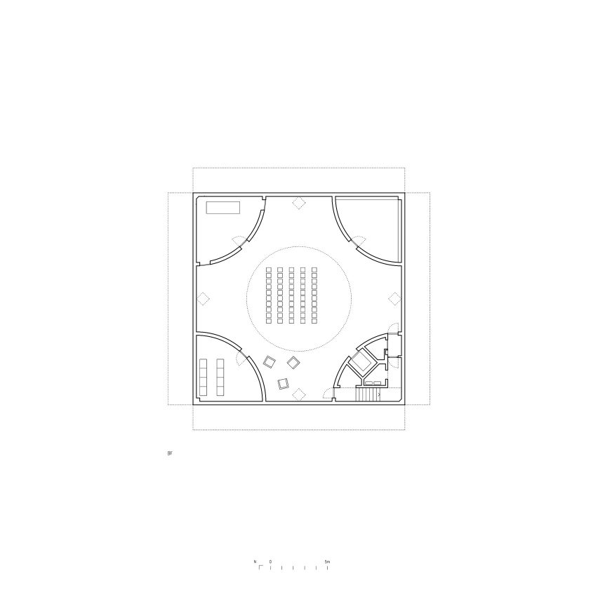 Basement floor plan of INES innovation centre by Pezo von Ellrichshausen