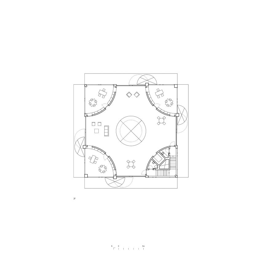 Second floor plan of INES innovation centre by Pezo von Ellrichshausen