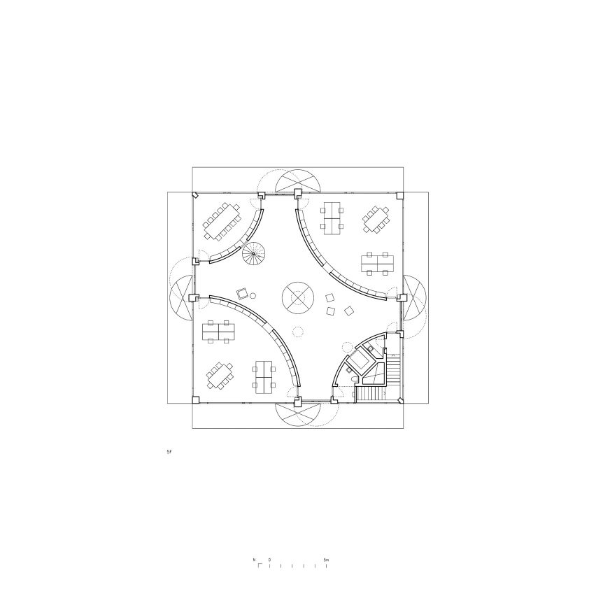 Fourth floor plan of INES innovation centre by Pezo von Ellrichshausen