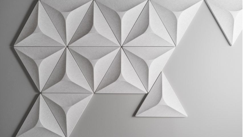 An arrangement of triangular acoustic panels