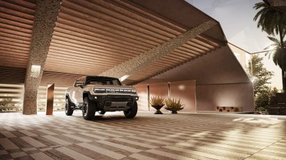 Hummer EV house garage by Kelly Wearstler