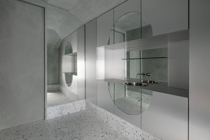 Stainless steel and terrazzo treatment room