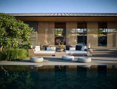 Swimming pool of house in Hawaii by Walker Warner Architects