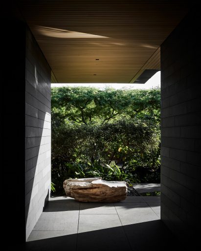 Basalt walls of house in Hawaii