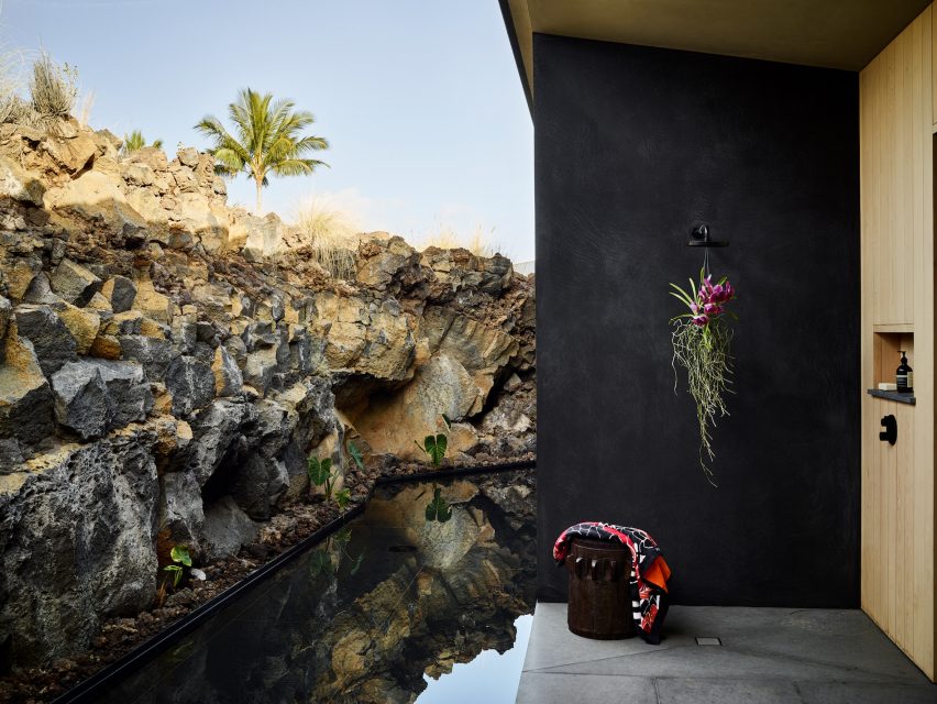 Volcanic rock near house