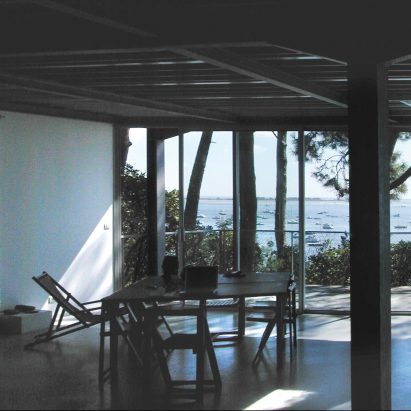 The interiors of a house overlooking Arcachon Bay