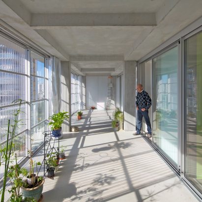 A winter garden within a housing block in France
