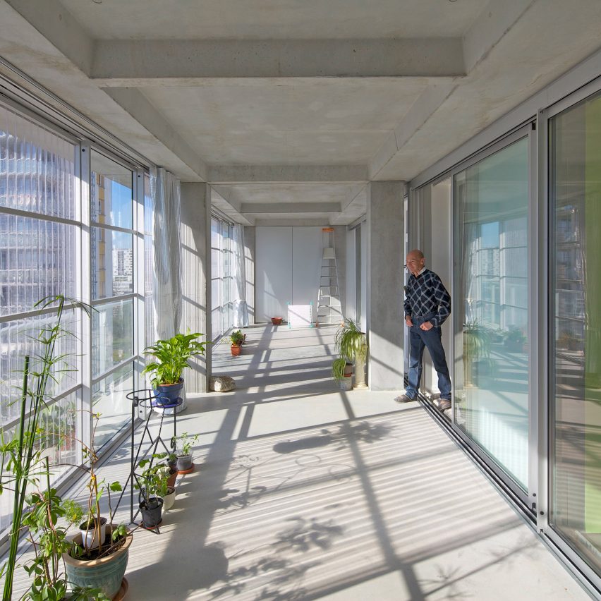 A winter garden within a housing block in France