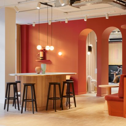 Orange walls inside London office