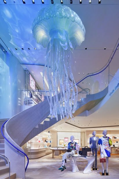 Louis Vuitton monogram jellyfish by the staircase