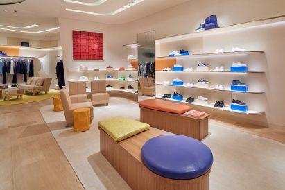 The interiors have colourful furniture