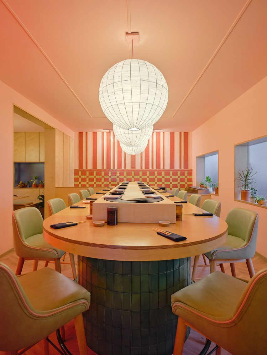 Sushi bar in Lucky Chan restaurant in Bangalore by MAIA Design Studio