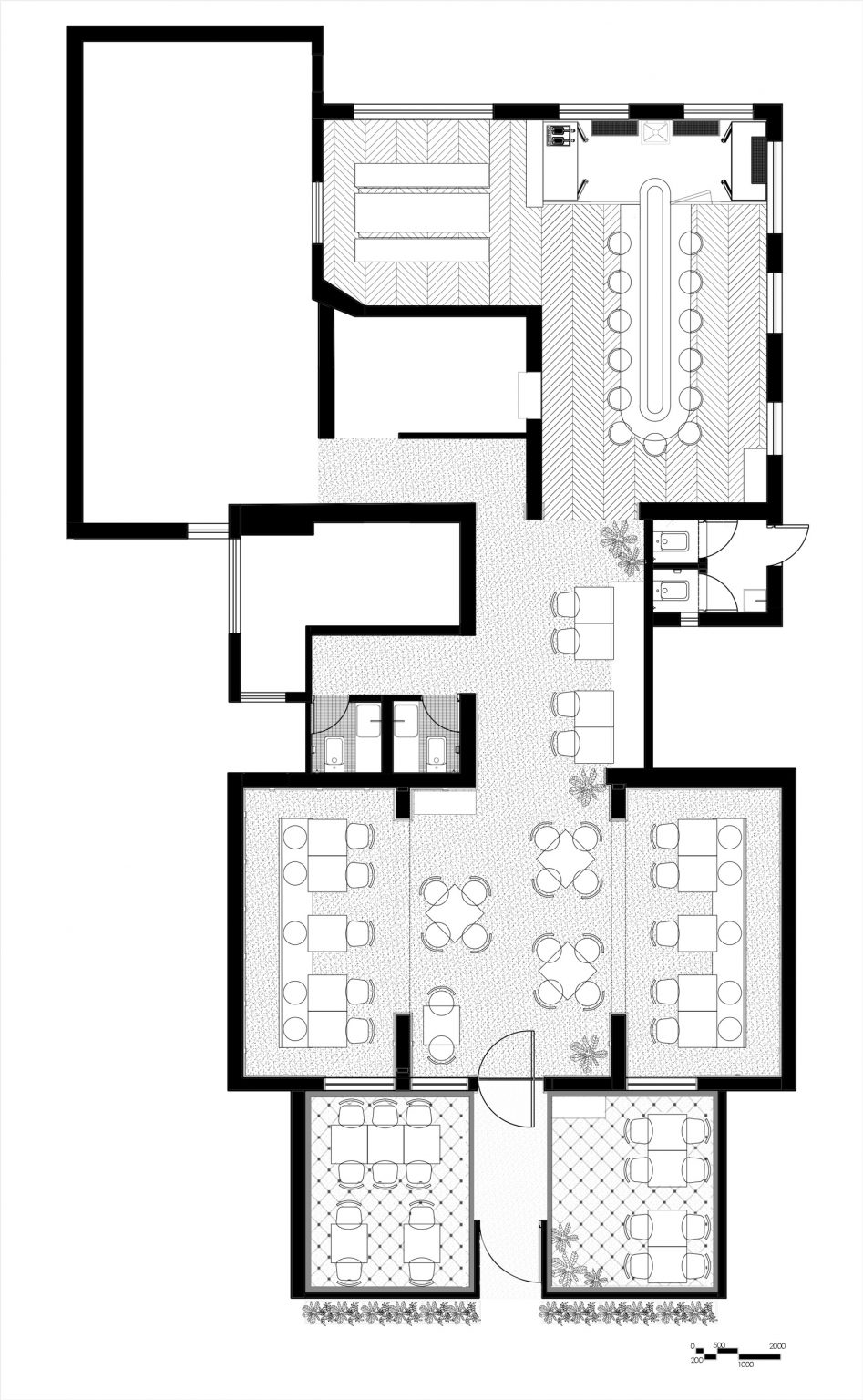 Floor plan in Lucky Chan restaurant in Bangalore by MAIA Design Studio