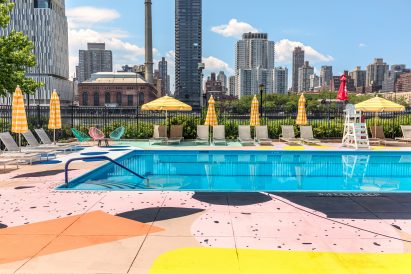 The hand-painted Alex Proba swimming pool mural in Manhattan