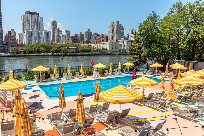 The Manhattan pool's colourful mural by Alex Proba