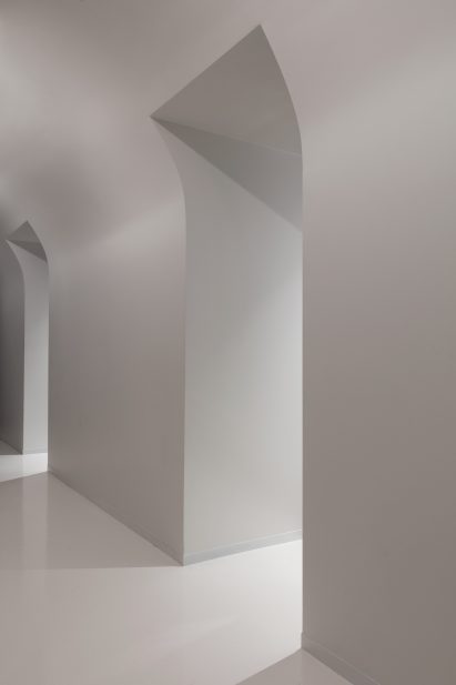A bright white corridor 