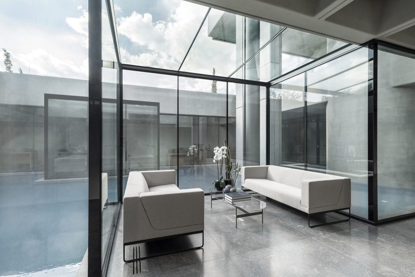 Glass-lined lounge spaces