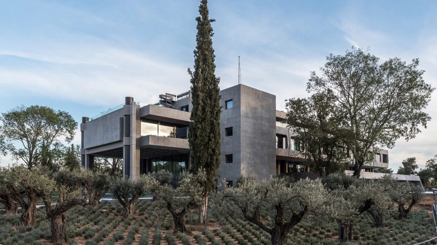 A restored brutalist building in Athens