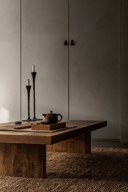 Coffee table for tee ceremonies in apartment designed by Olga Fradina