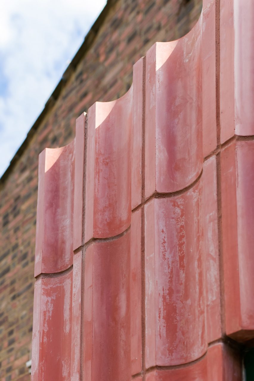 Pink concrete cladding