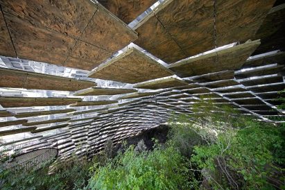 Fibreglass panels that evoke rocks