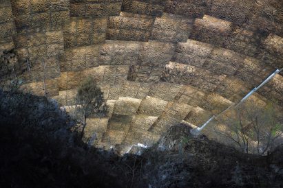 A roof made of textured fibreglass panels