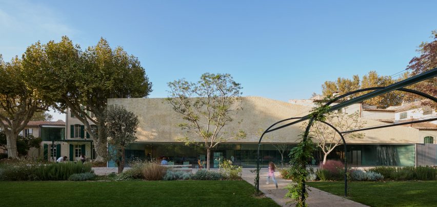 Gardens surround the building